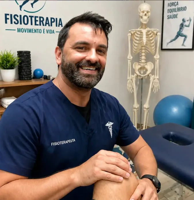Dr. Cláudio Rios durante atendimento fisioterapêutico
